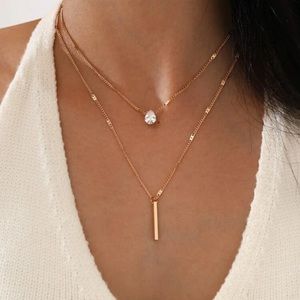 Gold Layered Vertical Bar Necklace